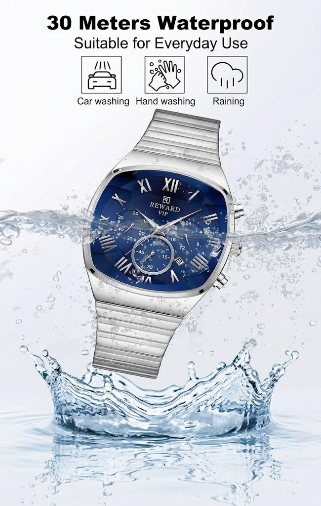REWARD VIP Royal Blue Prestige Chronograph —  Luxury Silver Edition